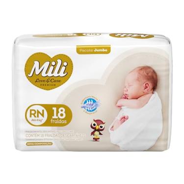 Imagem de Fralda Mili Love & Care RN, Pacote com 18 und