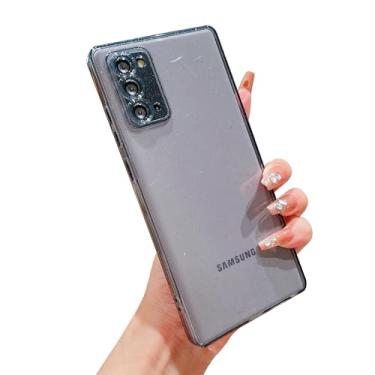Imagem de VANIPUFF Capa para celular Samsung 5g 17.5 cm 5g transparente glitter brilhante brilhante capa fina minimalista proteção da câmera silicone macio transparente à prova de choque (preto, Galaxy Note 20)