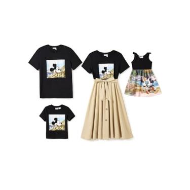 Imagem de Disney Conjunto de camisetas listradas e vestidos de férias combinando com a família Mickey e seus amigos, Preto, 11-12 Anos