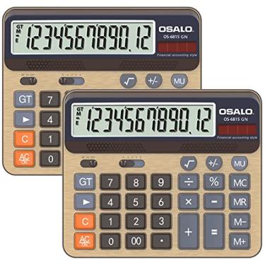Imagem de Calculadora de mesa extra grande com tela LCD de 12 dígitos, 12 dígitos, calculadora contábil com botão gigante de resposta, bateria e energia solar, perfeita para uso diário no escritório, negócios, casa (6815GN-2pcs)