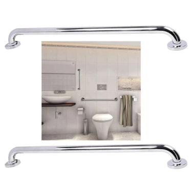 Imagem de Barra Alça Apoio 60 Cm Inox Suporte Anti Queda Kit 2 Uni Acessibilidade Gestante Idoso PCD Box Banheiro Casa Corrimao Segurança