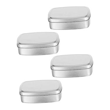 Imagem de 4 unidades de saboneteira quadrada para viagem, recipiente de lata para mini biscoitos, jarra de creme, alumínio, recipientes de viagem, recipientes cosméticos de viagem, bálsamo, pequena caixa de lat