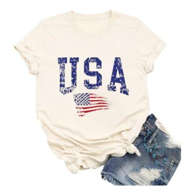 Imagem de Ykomow Camiseta feminina She is a Good Girl Loves Her Mama Loves Jesus & America Too (azul, GG), Creme-7, P