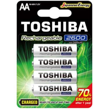 Imagem de Cartela C/ 4 Pilhas  Aa  Recarregáveis Da Toshiba, Modelo Tnh-6Gae Bp-