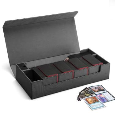 Imagem de Scimi Premium Trading Card Storage Case TCG Deck Box Holds 800+ Sleeved Cards for MTG, YuGiOh, Uno, Sport with Strong Magnet Closure (Black)
