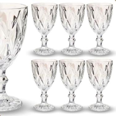 Imagem de Kit 6 Taça Copo Diamond de Vidro Chick e Elegante Transparente 340 ML Servir Bebidas, Sucos, Vinho, Agua Premium Diamante