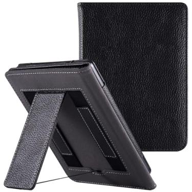 Imagem de LaoShuSheng Capa com suporte para eReader Kobo Clara de 15 cm (modelo N367)/Clara BW (modelo N365)/Clara 2E eReader - capa fólio de couro PU com duas alças de mão e hibernar/despertar automático