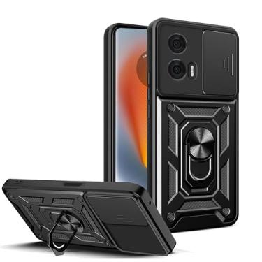 Imagem de WRTBS Capa de telefone para Motorola Edge 50 Fusion 5G Capa de proteção para câmera deslizante embutida, capa protetora de corpo inteiro militar resistente - preta