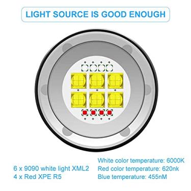 Imagem de Lanterna de Mergulho para Fotografia LED Excelente à Prova D'água até 80 M para Aventura Subaquática