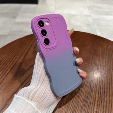 Imagem de Capa de telefone onda de silicone líquido de cor gradiente para Samsung Galaxy S20 S21 FE S22 S23 Ultra A6 Plus A54 A34 A24 A14 5G capa mole, roxo azul, Galaxy A6 Plus 2018