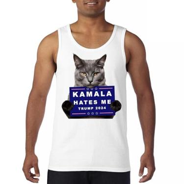 Imagem de Kamala Hates Me Trump 2024 Regata Engraçada Gato Republicano Pet Anti Harris Voto Vermelho MAGA Kitten 47 Fight Camiseta Masculina, Branco, G