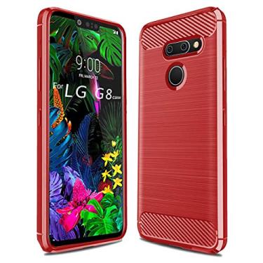 Imagem de Sucnakp Capa para LG G8 ThinQ Capa LG G8 TPU Absorção de Choque Capas de Telemóvel Tecnologia Biséis Elevados Capa Protetora para LG G8 (Vermelho)