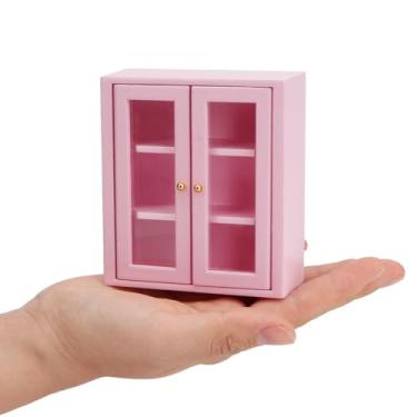 Imagem de Armário de parede de casa de bonecas, armário em miniatura de madeira, escala 1:12, móveis de cozinha, casa de bonecas, armário suspenso, prateleira, acessórios domésticos, decoração para banheiro,