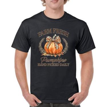 Imagem de Camiseta masculina fofa Farm Fresh Pumpkins outono estação aconchegante festival labirinto de milho Dia de Ação de Graças Peru Dia de Ação de Graças Outono, Preto, 3G