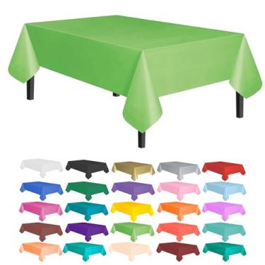 Imagem de allgala Toalha de mesa impermeável descartável para festas, aniversários, casamentos, piqueniques, festas em casa (pacote com 15, 137 x 272 cm, verde limão)