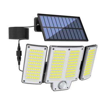Imagem de HYZHANHONG 280 LED split motion sensor floodlights, 3 luzes solares impermeáveis IP65, 3 luzes de parede modo, adequado para luzes solares ao ar livre em pátios, quintais, jardins e garagens