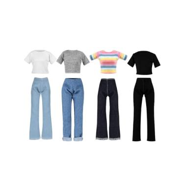 Imagem de Bencailor 8 Pieces Christmas Doll Clothes 11.5 Inch Elf Doll Accessories Elf Sweaters Denim Pant Regular Outfit Clothing(T Shirt)