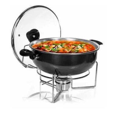 Imagem de Rechaud Preto A álcool Com Tampa De Vidro 6,5l