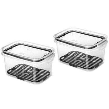 Imagem de Kit 2 Potes Herméticos 1.2L Vedação Premium e Escorredor - Plasútil, P