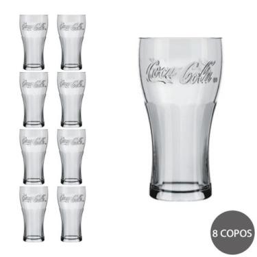 Imagem de Conjunto 8 Copos Coca Cola 470ml Vidro Nadir Suco Agua - NADIR FIGUERE