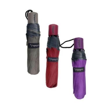 Imagem de Kit 03 Guardas-Chuva Reforçado Voyagem Preto, Verm Roxo 010L