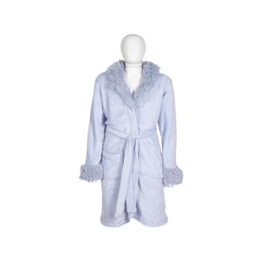 Imagem de Roupão de Inverno Infantil Atlântica Kids Feminino de Microfibra Hortê