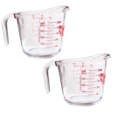 Imagem de Kit 2 Jarras Medidoras de Vidro 500ml Marinex Jarros com Alça e Bico D
