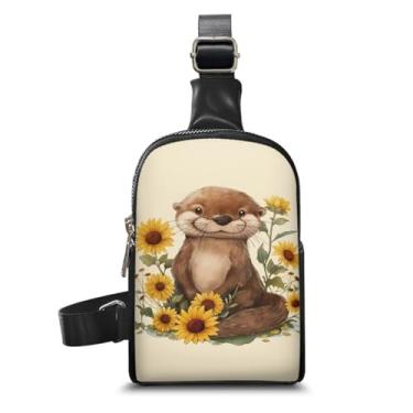 Imagem de AZULCUSTO Bolsa tiracolo pequena para mulheres, bolsa tiracolo de couro, pochete de couro, bolsas transversais para viagens, Lontra, One Size