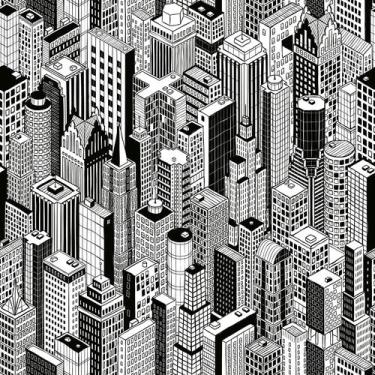 Imagem de Papel De Parede Adesivo Predios Cidade Preto E Branco Sala Quarto 3m -