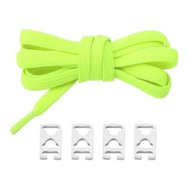 Imagem de Sem Cadarços De Gravata Cadarços Elásticos Cadarços Rápidos E Preguiçosos Para Crianças E Adultos Cadarços Planos Tênis De Borracha Cadarço De Corrida(Fluorescent green)