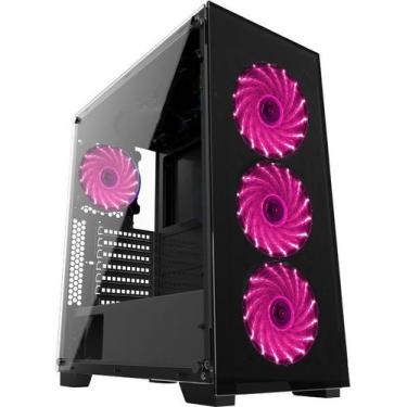 Imagem de GABINETE GAMER VIDRO ATX 01144 FONTE 500W COM 4 COOLERs - Xway, Rosa