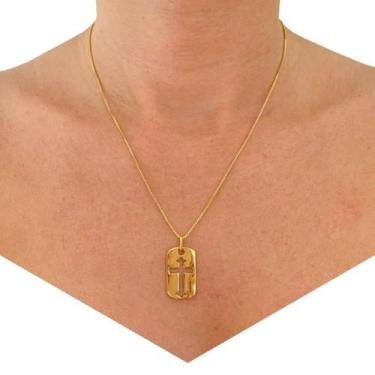 Imagem de Colar Pingente Cruz Crucifixo 45 cm Banhado a Ouro 18k - Dinis Joias