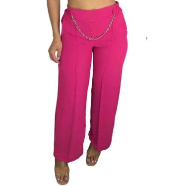 Imagem de Calça Feminina Pantalona Alfaiataria Social Wide Leg - Barbalius, Rosa