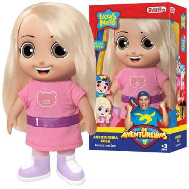 Imagem de Boneca Aventureira Rosa Com 14 Frases Luccas Neto Lançamento - ROSITA