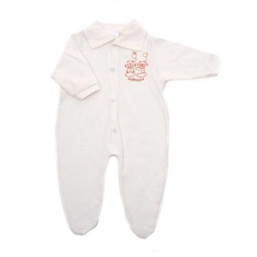 Imagem de Roupa Infantil Macacão de bebe com pé em Malha - Rizzicomercio, G, Beg