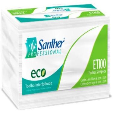 Imagem de Santher toalha de papel eco folha simples interfolha 22 x 23 cm com 24
