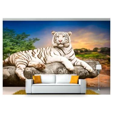 Imagem de Papel De Parede Animais Tigre Branco Céu 3D Anm122 - Você Decora