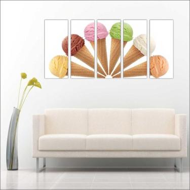 Imagem de Quadro Decorativo Sorvete Sorveterias Gourmet Mosaico 5 Peças GG4 - Vi