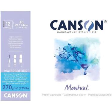 Imagem de Bloco de Papel Montval Rugosa A3 270g Canson 12 Folhas 