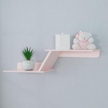 Imagem de Prateleira Zig Zag 72cm Em Mdf Quarto De Bebê - ThamyBaby, Rosa