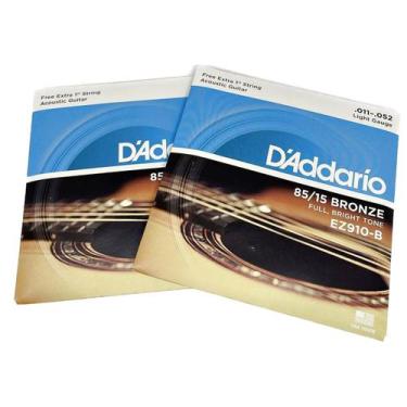 Imagem de 2 jogos Encordoamento em Aço Daddario 011 Original Cordas Para Violão 