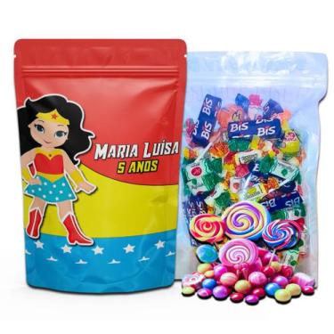 Imagem de Kit Festa Com 5 Saquinhos Em Pé 12x19cm Vários Temas - Mundo da Bina, 