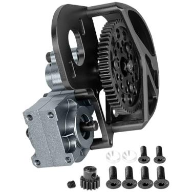 Imagem de hopsupRC Aluminum Transmission Gearbox Upgrades Part for 1/10 Axia1 SCX10, SCX10 II 90046,90047,Wraith,AX10 RC Crawler Truck,Center Transmission Gearbox Hops up,Black with Titanium