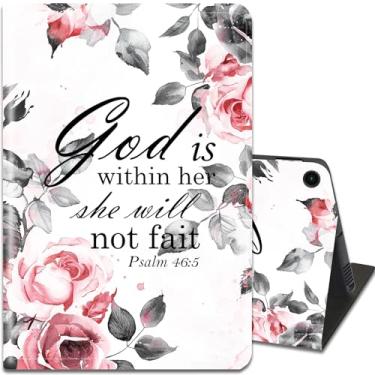 Imagem de FOKBVNFLL Capa para Galaxy Tab A9+/A9 Plus 27.7 cm 2023, capa com suporte à prova de choque com despertar/hibernar automático para tablet Samsung Galaxy A9+ SM-X210/X216/X218, flores Salmo 46: 5