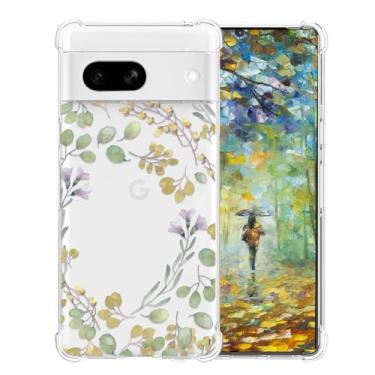 Imagem de YEPO Capa para Google Pixel 7A para meninas folha transparente, design floral de flor TPU macio absorção à prova de choque fina padrão em relevo capa protetora para celular Google Pixel 7A feminino