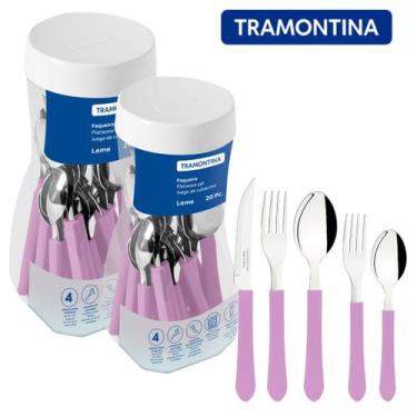 Imagem de Kit Faqueiros Tramontina de Mesa com Pote 40 peças Leme Inox, Lavanda