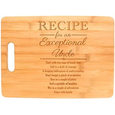 Imagem de Tábua de cortar tio receita excepcional para o dia dos pais do tio presente grande retangular tábua de corte de bambu