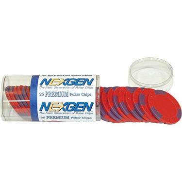 Imagem de Trademark Poker 25 fichas de pôquer Red Nexgen Las Vegas em tubo de varejo (vermelho)
