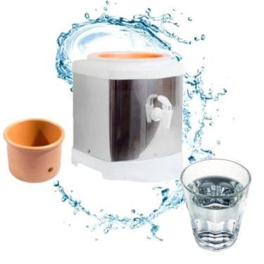 Imagem de Filtro Bebedouro Agua Base Inox Cuba De Barro 6l C/Bóia Filtragem - Lo