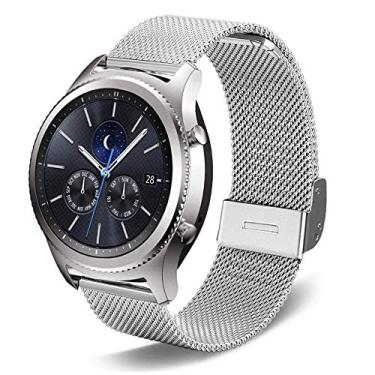 Imagem de Pulseiras de aço inoxidável compatíveis com relógio Galaxy 46 mm, pulseira de reposição de malha de metal de aço inoxidável de 22 mm para Samsung Gear S3 Frontier/Clássico/Moto 360 2ª geração 46 mm para homens e mulheres., 22mm, Dourado